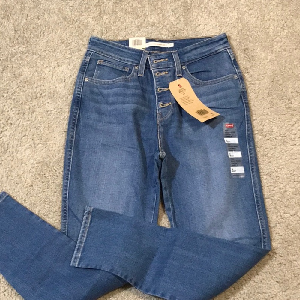 NWT LEVI’S 721 Jeans - high rise skinny ankle Stretch jeans - sz: 27 button fly